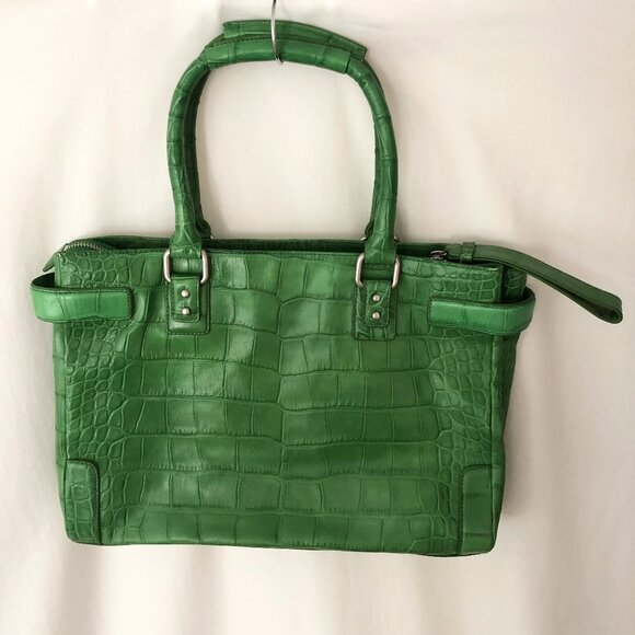 Club Monaco Rich Green Leather Tote - Picture 6 of 11